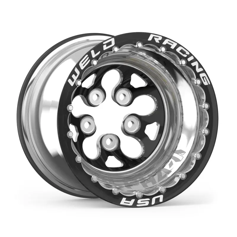 Weld Alpha-1 Black Beadlock Wheel: 15X13", 5X5", 3" Backspace – Double Beadlock Mt Design 1