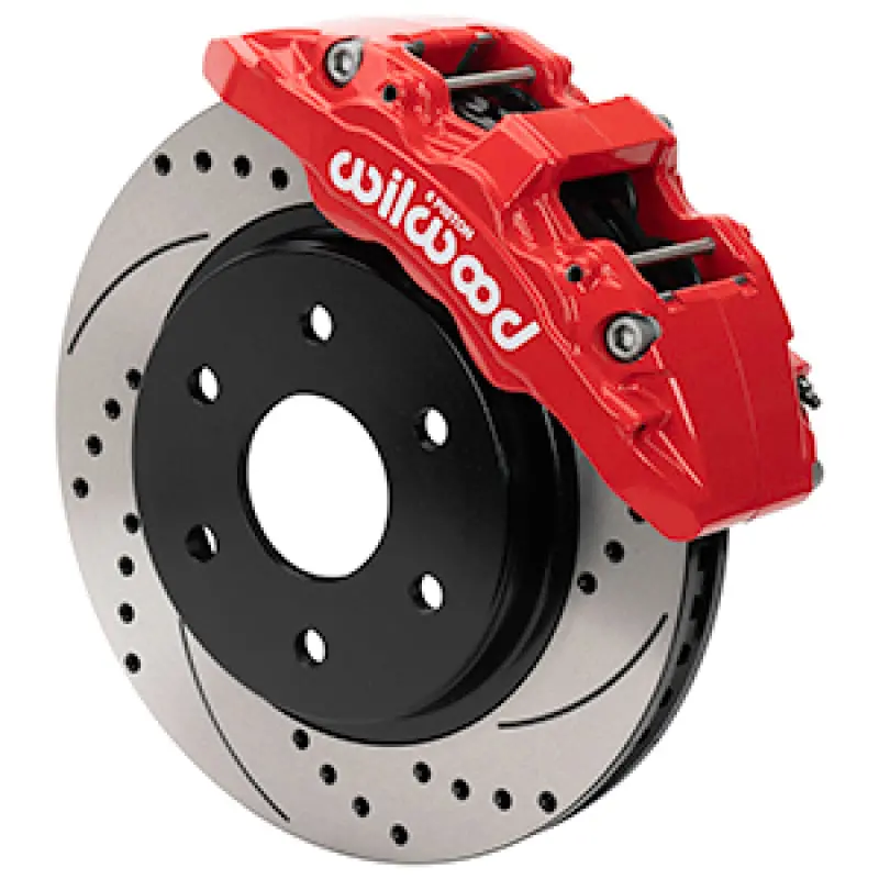 Wilwood Aero6-Dm Front Brake Kit For 2010–2017 Ford F-150 – Drilled Rotors With Red Calipers 1